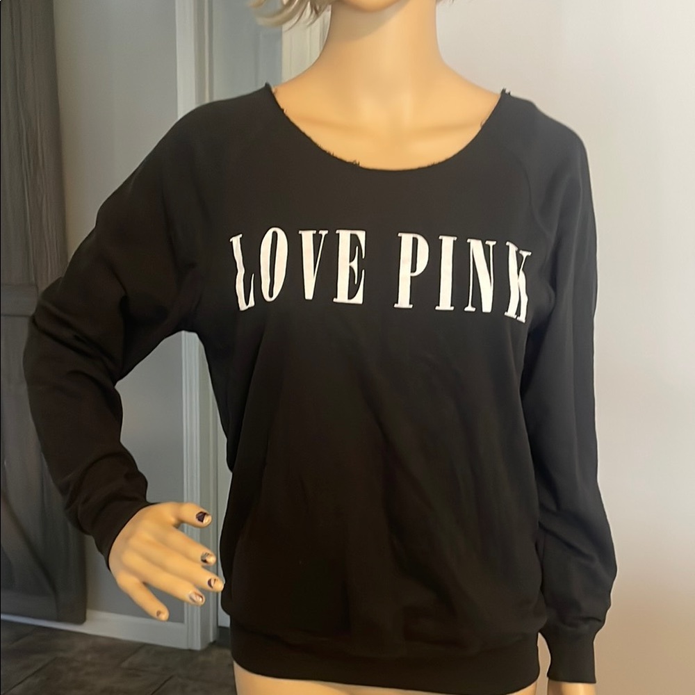 Victoria's Secret Pink Black and White Long Sleeve T-shirt Oversized